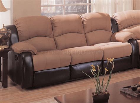 Two Tone Tan And Dark Brown Microfiber Sectional Sofas