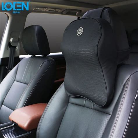 Loen Leather Car Pillow Space Memory Foam Neck Headrest Car Covers