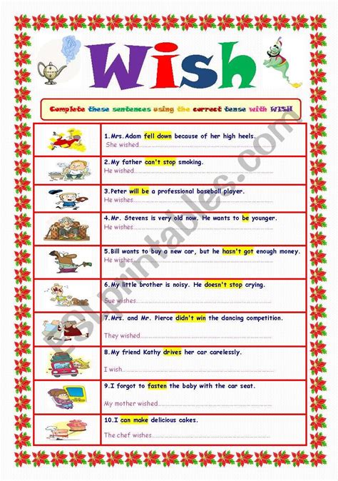 Wish Esl Worksheet By Mssaraq8