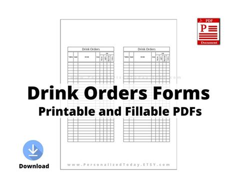 Drink Order Form Template
