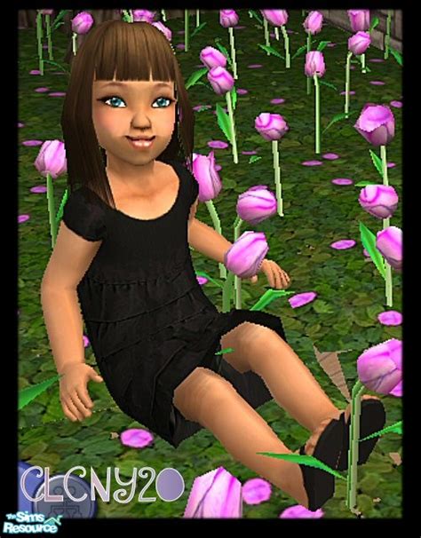 The Sims Resource Black Ruffled Dress For Toddlers