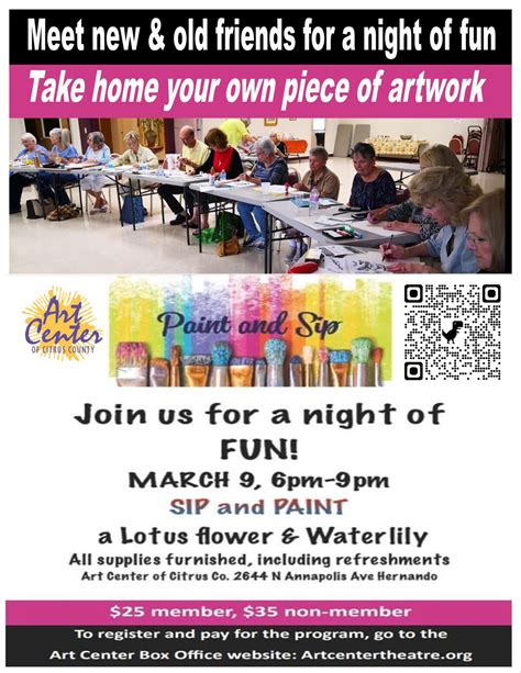 Join Us For A Night Of Fun Paint And Sip Art Center Of Citrus County