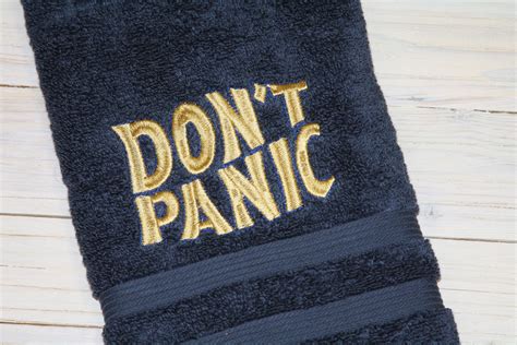 Dont Panic Embroidered Hand Towel Dont Panic Hand Etsy Uk