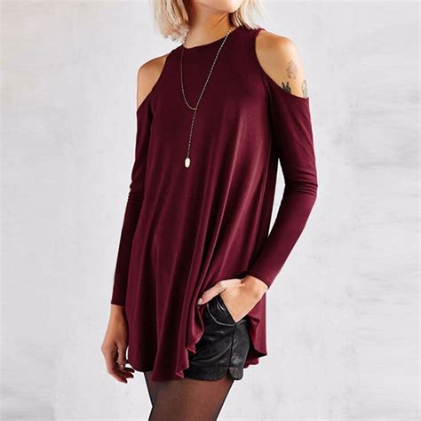 Buy Sexy Cold Shoulder Female T Shirts Women O Neck