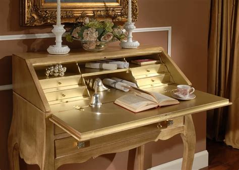 Luxury Classic Writing Desk With Flap Finishing Gold Leaf Idfdesign