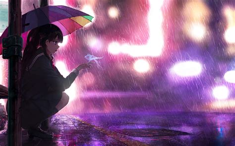 1920x1200 Umbrella Rain Anime Girl 4k 1080p Resolution Hd 4k
