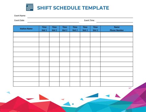 10 Shift Schedule Template Sample Template Business Psd Excel Word