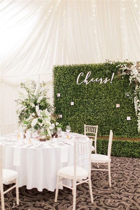 Faux Hedge Backdrop Greenery And White Marquee Wedding At The Villa