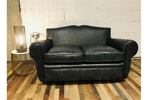 Old Lace Small Seater Sofa In Hobnail Graphite Leather