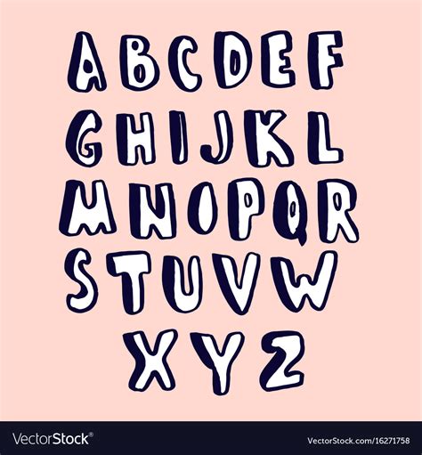 Creative Hand Drawn Alphabet Stylish Abc Made Vector Image