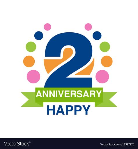 These 2 year anniversary messages will make your partner love you even more. 2nd anniversary colored logo design happy holiday Vector Image