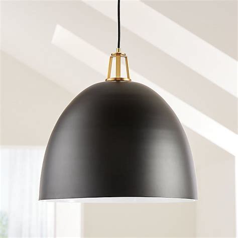 Maddox Black Dome Pendant Large With Brass Socket Reviews Crate And