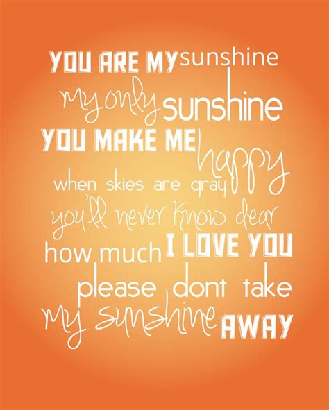 You Are My Sunshine Quote Poem Song 8x10 Childrens Wall Art For