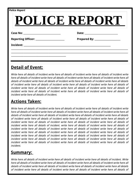 Free Police Report Template - Download this Police Report template and ...