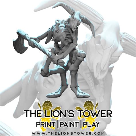 Skeletal Minotaur 1 Large Sized 32mm Scale Resin Miniature With Mdf B The Lions Tower