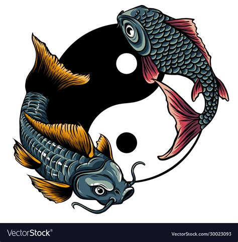 Yin Yang Koi Fish Art Royalty Free Vector Image