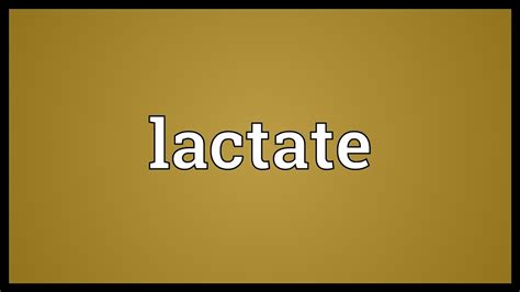 Also a kind of serpent whose bite was alleged to cause putrefaction). Lactate Meaning - YouTube