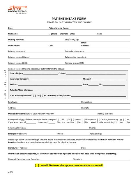 Free 3 Patient Intake Forms In Pdf Ms Word