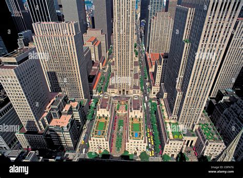 Aerial View Of Rockefeller Center In The Spring In New York City Ny