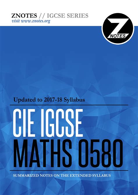 Cie Igcse O Level Maths 0580 Complete Z Notes Table Of Contents 2