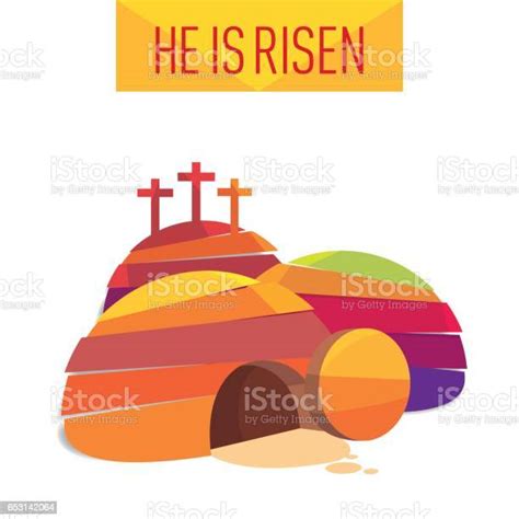 Easter Resurrection Cave Jesus Risen Congratulation Postcard Stock