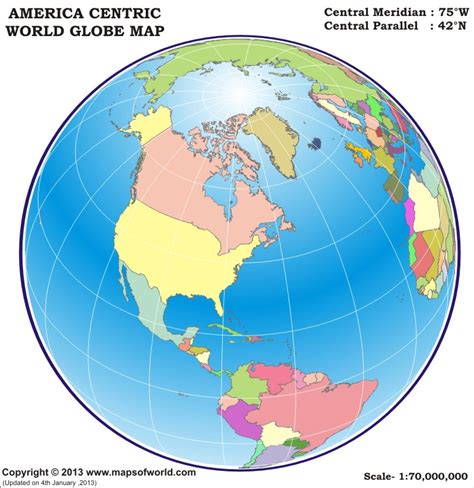 World Globe Map America Centric