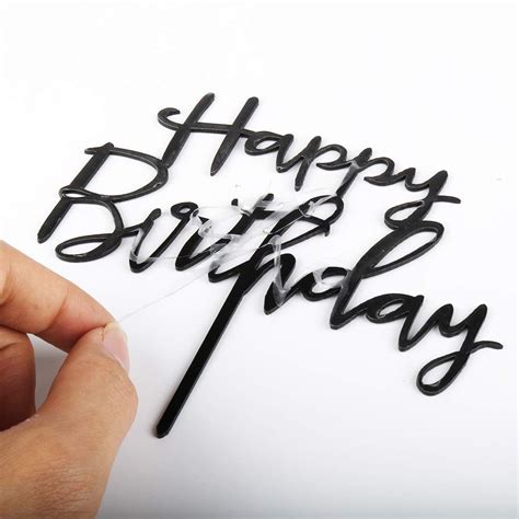 Buy Black Happy Birthday Cake Topper Set Double Sided Acrylic Happy