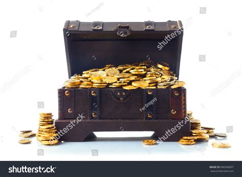 Open Treasure Chest Filled Gold Coins Stock Photo 606568697 Shutterstock