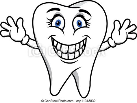 Happy Tooth Cartoon Vector Illustration Of Happy Tooth Cartoon Canstock