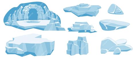 Premium Vector Cartoon Floating Ice Frozen Arctic Blocks Of Ice