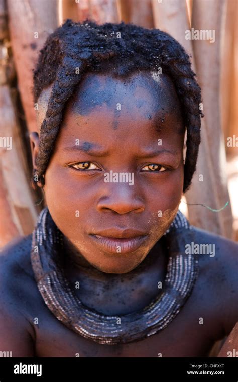 Portrait Of A Young Girl Of The Traditional Namibian Himba Tribe Taken