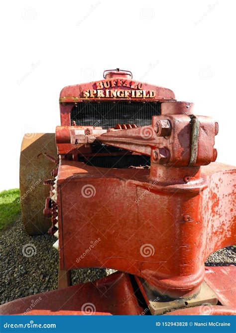 Buffalo Springfield Steam Roller Machine Front View Color Stock Photo