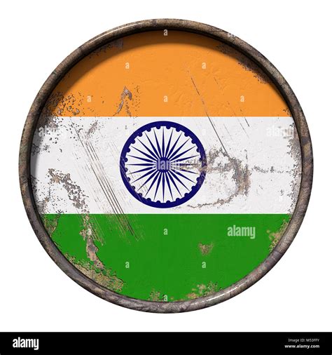 3d Rendering Of An India Flag Over A Rusty Metallic Plate Isolated On