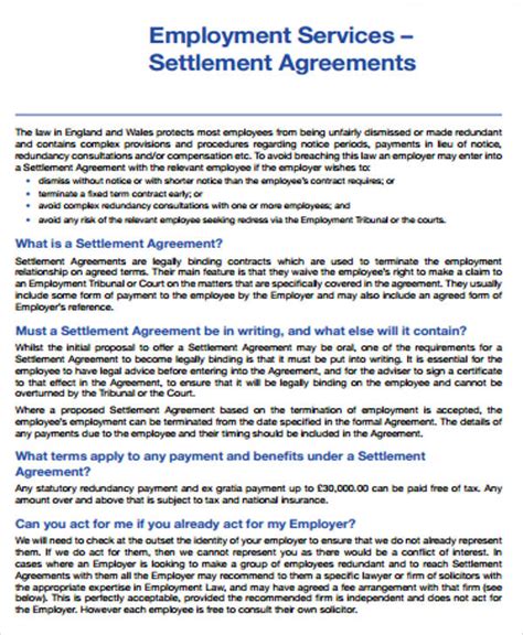 FREE Sample Settlement Agreement Templates In MS Word Google Docs Pages PDF