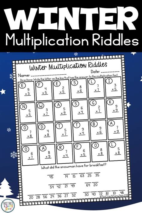 Winter Multiplication Facts Riddles Single Digit Multiplication