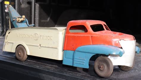 buddy l wrecking tow service recovery truck pressed steel 1940s rare ebay