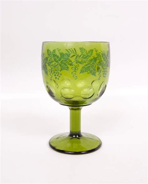 Vintage Green Depression Glass Goblet With By Levintagegalleria