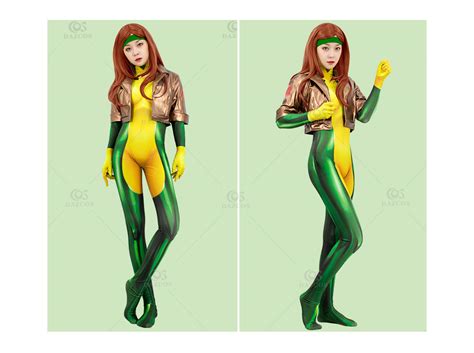 X Men Rogue Cosplay Costume Bodysuit Jacket Set