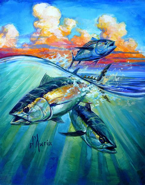Tuna Blackfin Fishing Art Painting Offsh