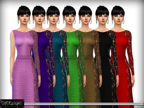 One Shoulder Lace Panel Maxi Dress By Darknightt At Tsr Sims 4 Updates