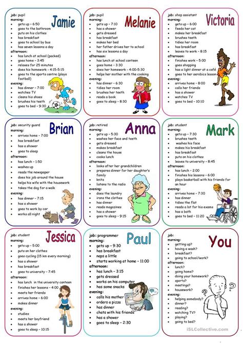 Daily Routines Speaking Cards English Esl Worksheets For Distance