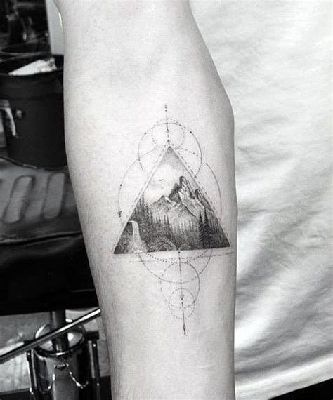 50 Geometric Mountain Tattoo Designs For Men Geometry Ink Ideas