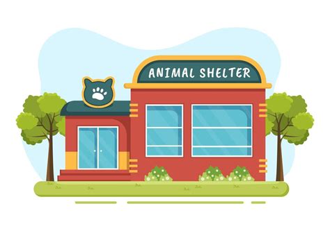 Animal Shelter House Cartoon Illustration Containing Animals For