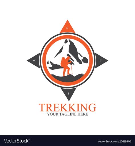 Trekking Logo Design With Compass Royalty Free Vector Image