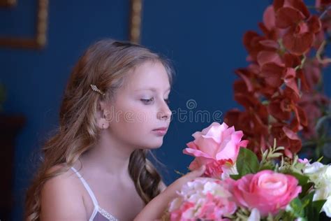 Portrait Of A Young Girl With Roses Stock Image Image Of Outside