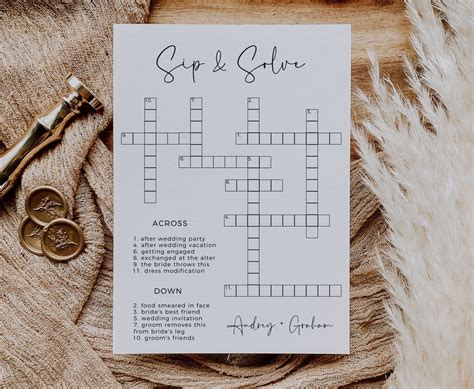 Wedding Crossword Puzzle Template Sip And Solve Bridal Shower