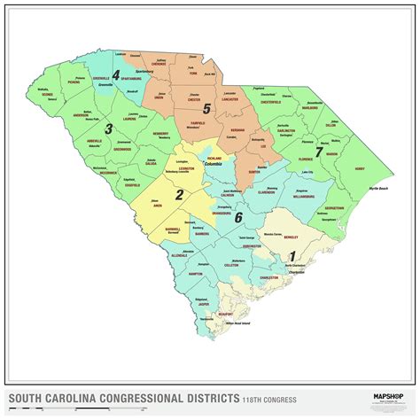South Carolina 2022 Congressional Districts Wall Map By Mapshop The
