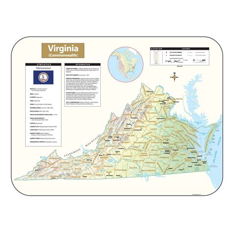 Virginia Shaded Relief Map Shop Classroom Maps