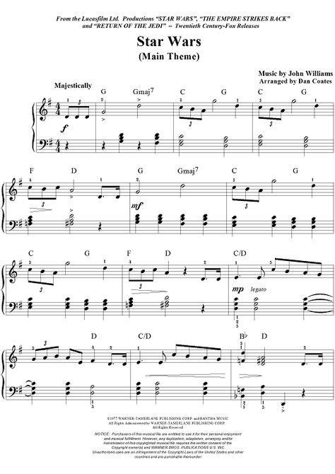 Star Wars Main Theme Easy Piano Sheet Music Clarinet