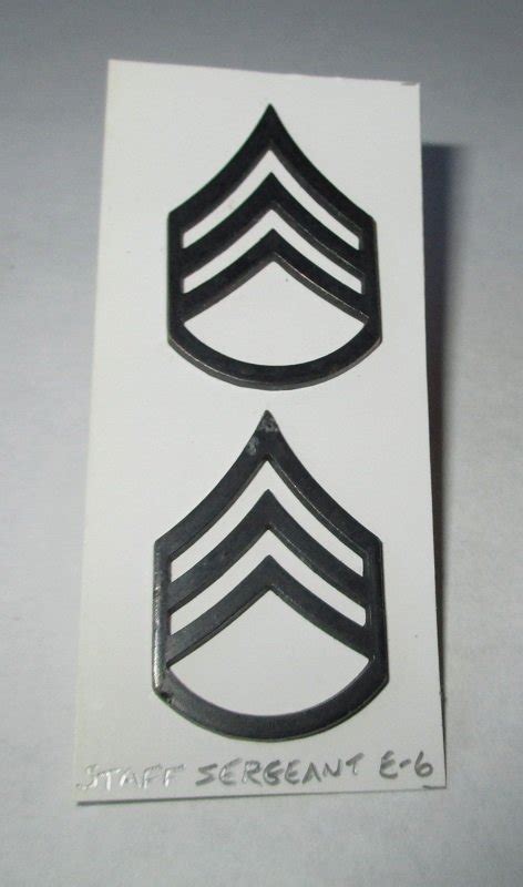 1 Pair Army Staff Sergeant E 6 Rank Pin Subdued Black